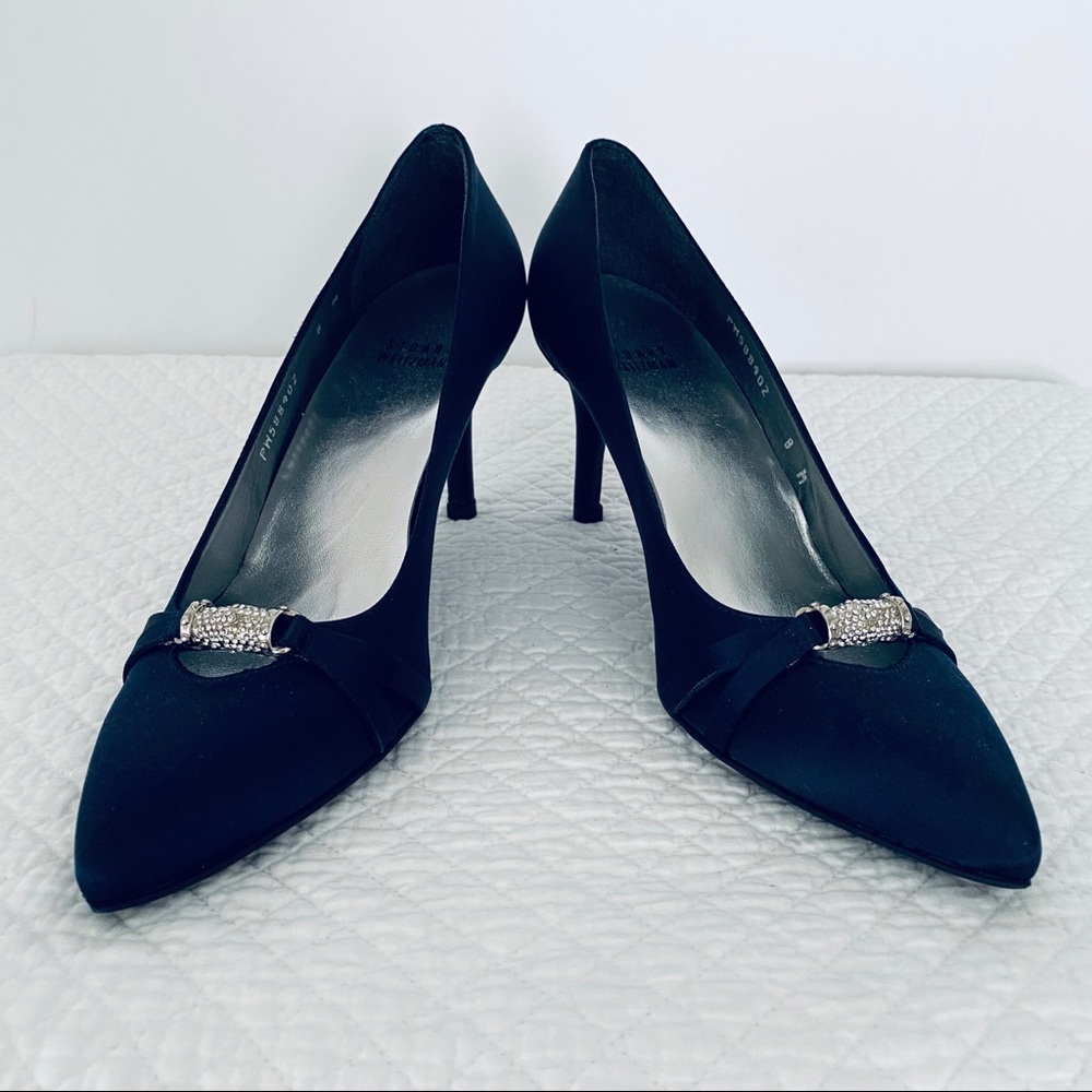 Stuart Weitzman Debutant Navy Satin Size 8